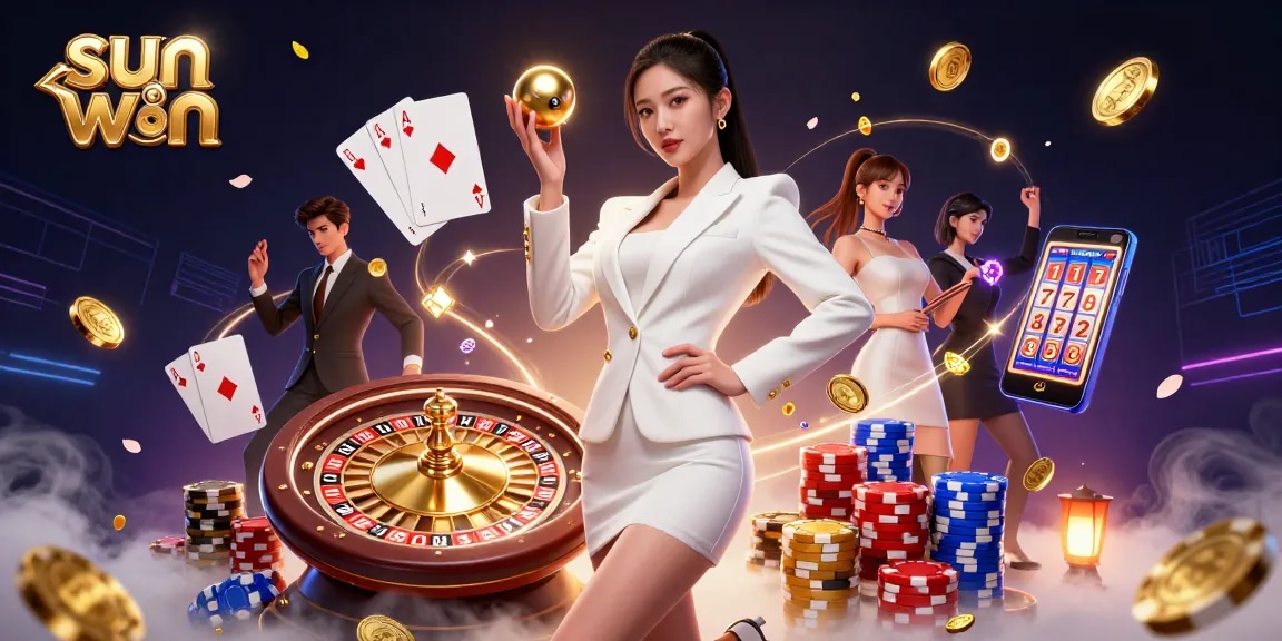 Experience the thrill of sun win with a glamorous scene featuring casino action elements.