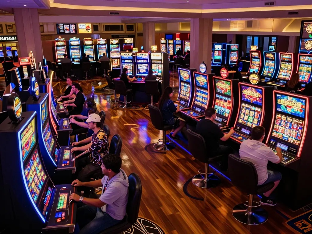 Celebrate a big win at Rajabet123 slot machines in a vibrant casino atmosphere.