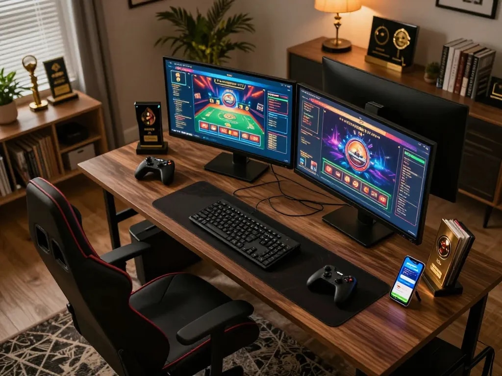 Engaging online gaming setup showcasing fun79 app for an immersive casino experience