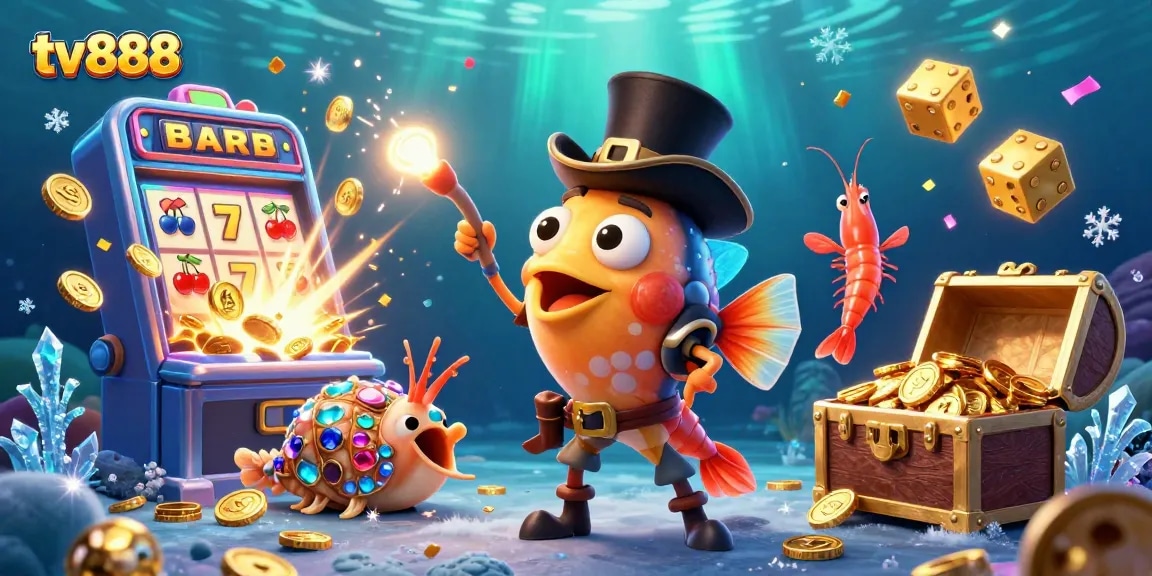Win big at tv888 with a vibrant underwater casino scene featuring exciting game elements.