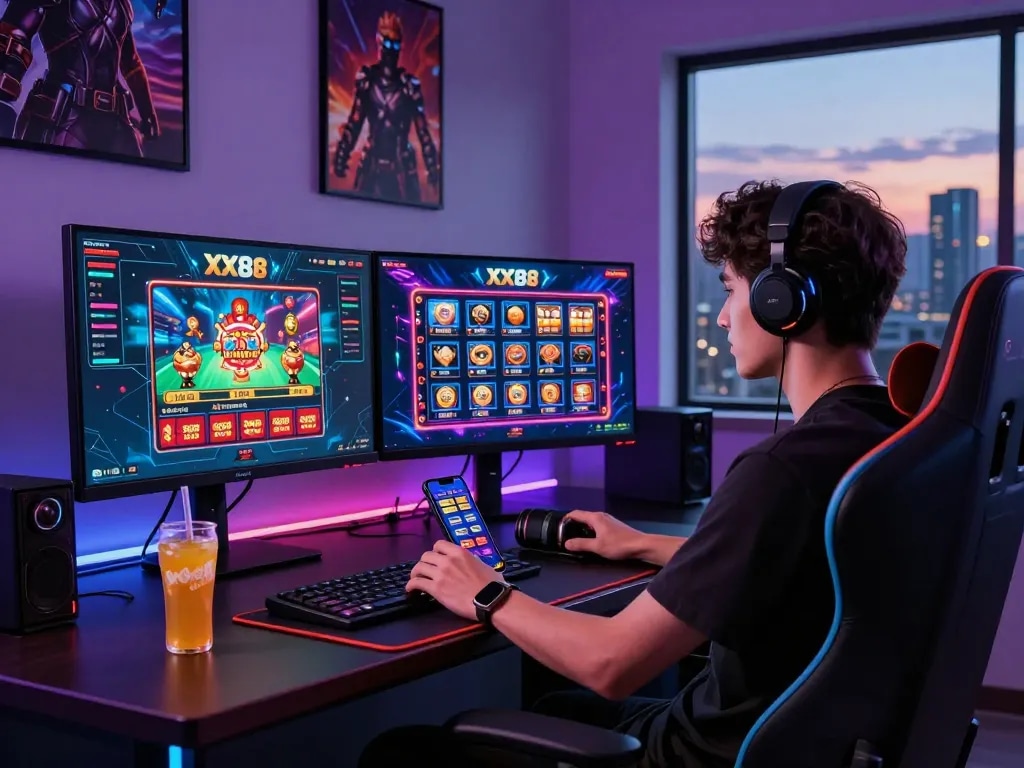 Engaging online gaming scene at XX88 platform with vibrant interface and dynamic setup.