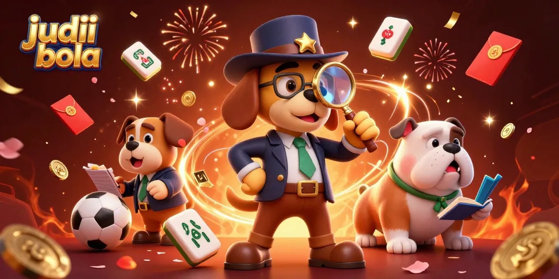 Engage in judi bola with detective characters uncovering sports betting treasures in a vibrant scene.