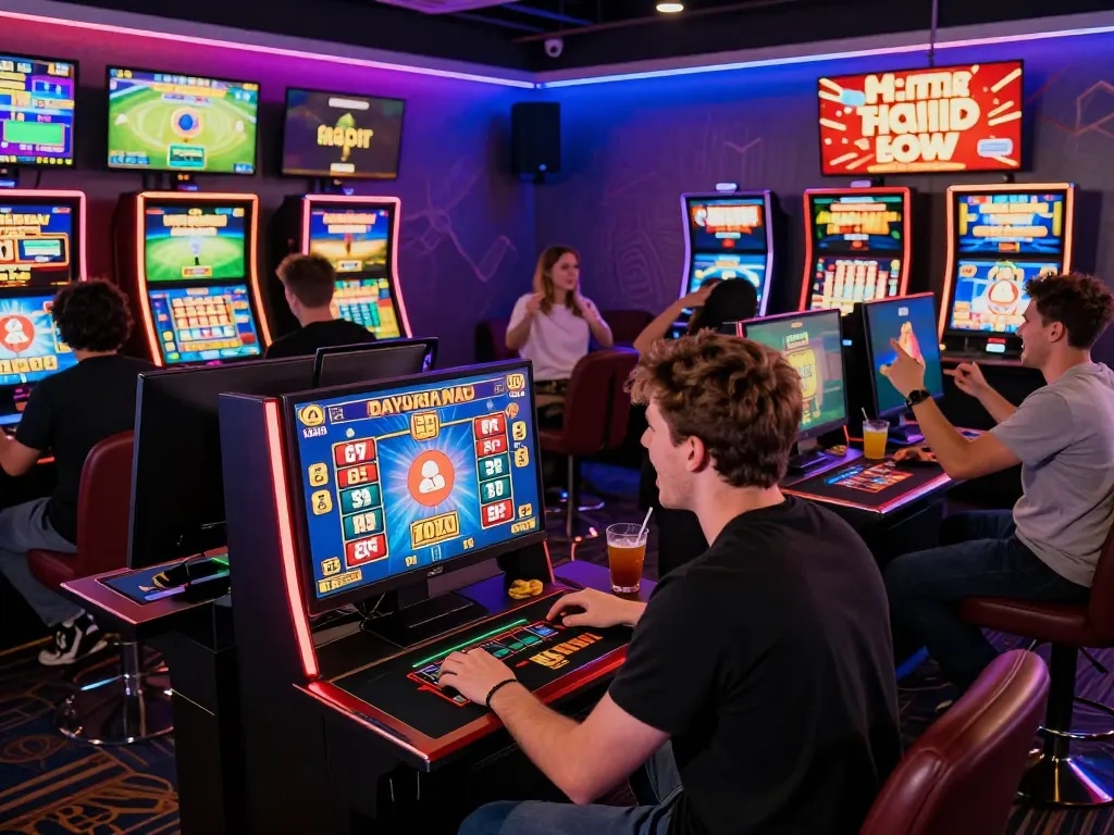 Exciting online gambling scene at https://f168.today/ with players engaging in various games and vibrant atmosphere.