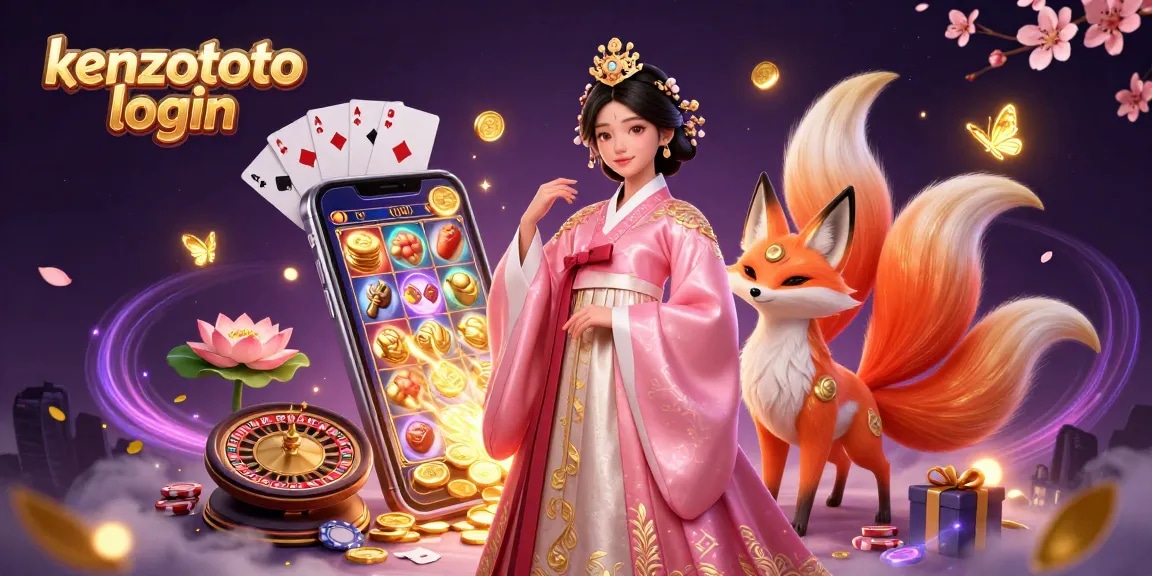 Experience kenzototo login with vibrant visuals of casino games and magical elements.