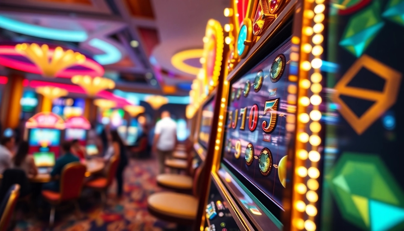 Menampilkan situs slot gacor yang menakjubkan dengan desain slot berkilau dan lampu yang memikat.
