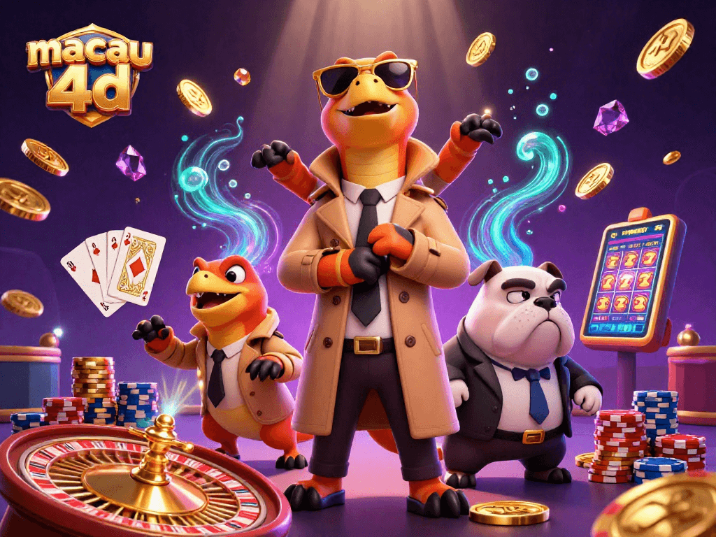 Join the fun with macau 4d as raptors sneak into a VIP casino, surrounded by dazzling casino elements.