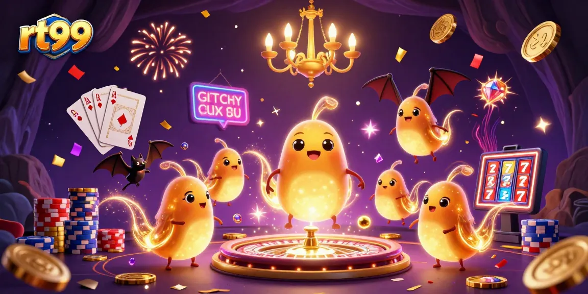 Experience the excitement of rt99 with glowing characters lighting up a vibrant casino scene.
