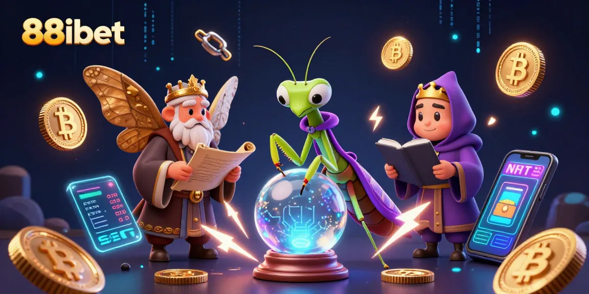 Engage with 88ibet as a 3D cartoon praying mantis fortune teller reveals winning strategies in a vibrant casino scene.