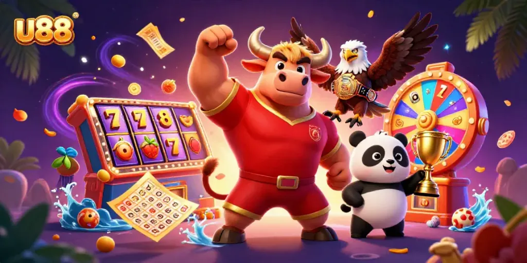 Experience exhilarating gaming with U88's dynamic characters and vibrant slots action.