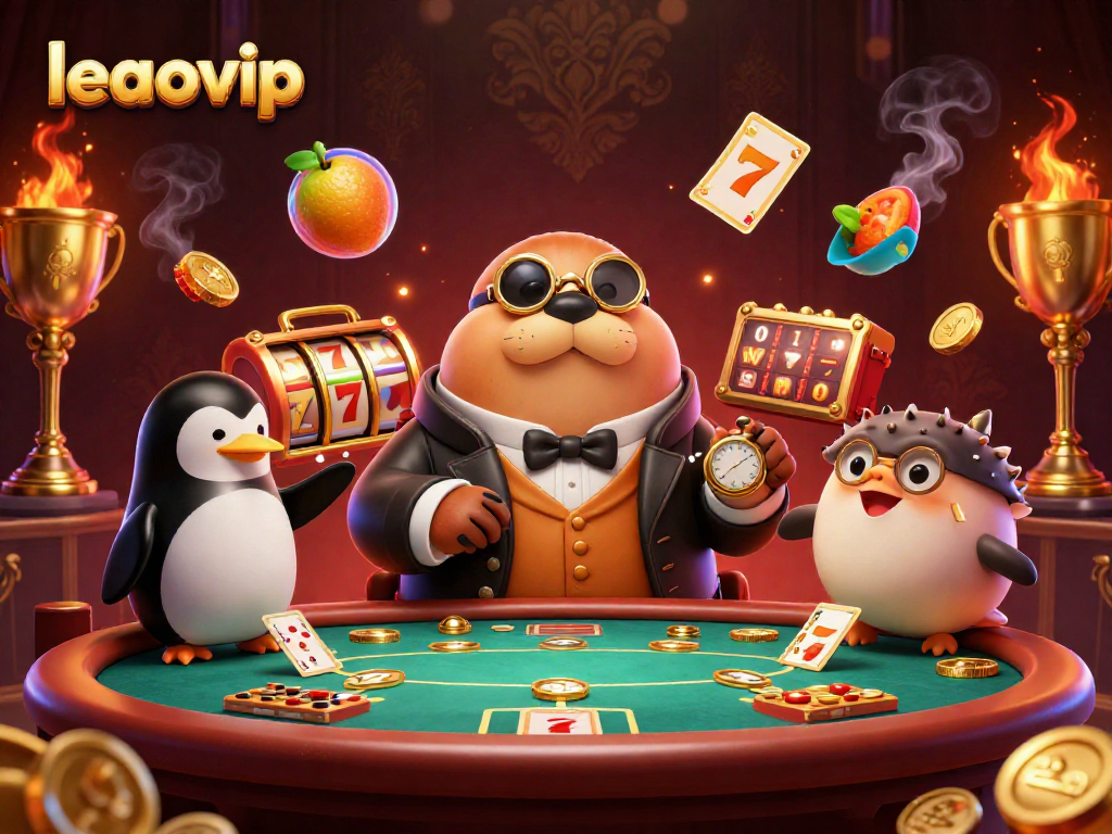 Permainan slot di leaovip dengan walrus dan dealer penguin yang unik dalam suasana mewah.