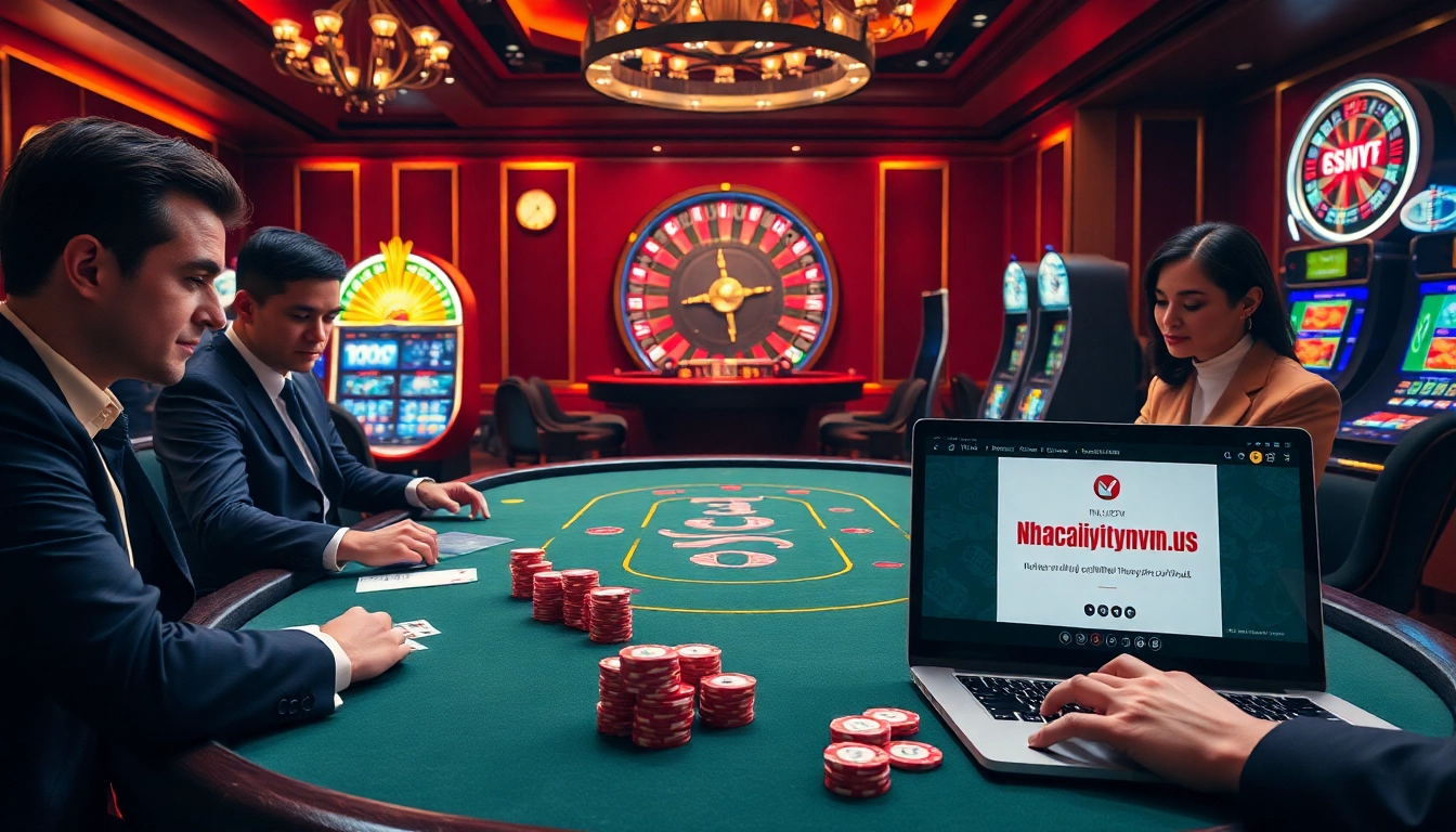 Experience thrilling gameplay with poker chips and cards at https://nhacaiuytinvn.us.com/ in a luxurious casino atmosphere.