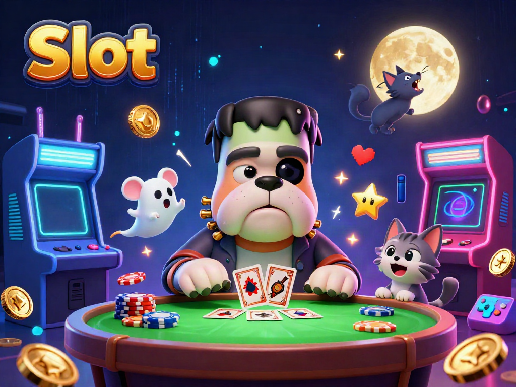 Slot yang menarik dengan Frankenstein bulldog dan karakter unik lainnya di meja kasino