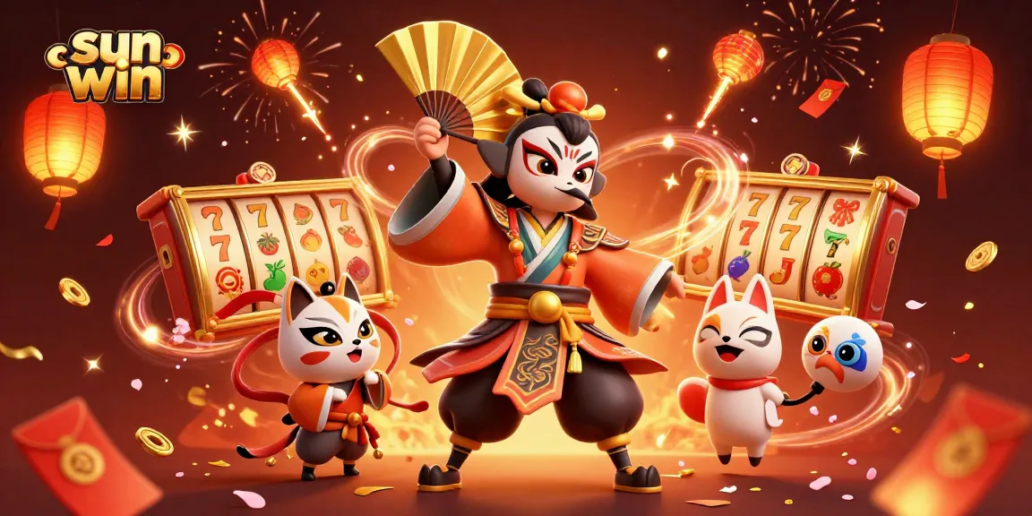 Experience thrilling slot action with Sun Win in this vibrant, dynamic casino scene.