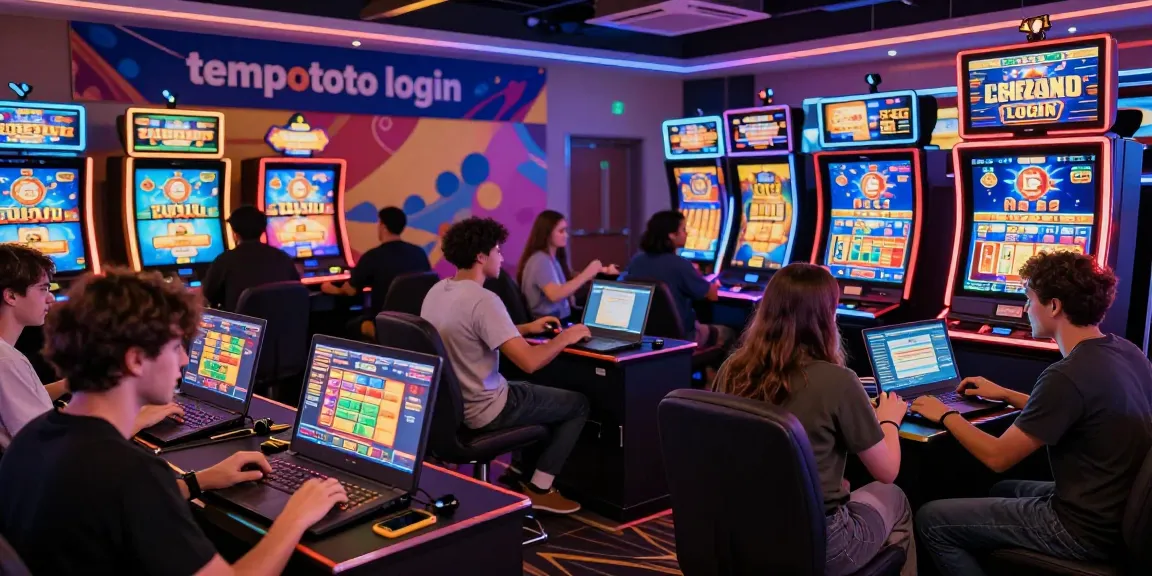 Players engaging in an online gaming session with exciting tempototo login visuals and vibrant slot graphics.