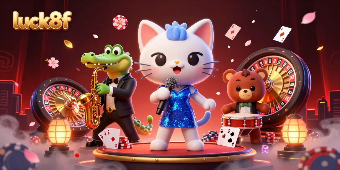 Experience luck8f's vibrant online casino with lively characters and colorful gaming elements.