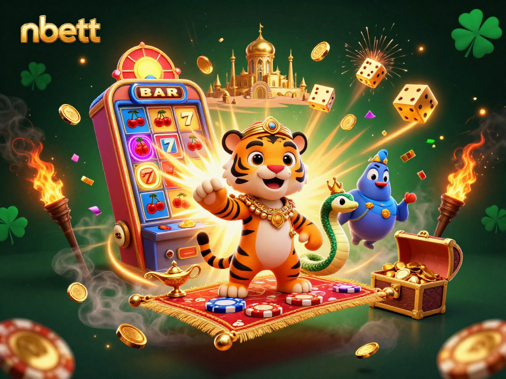 Engage with nbett's thrilling casino experience featuring a vibrant tiger sultan and explosive jackpots.