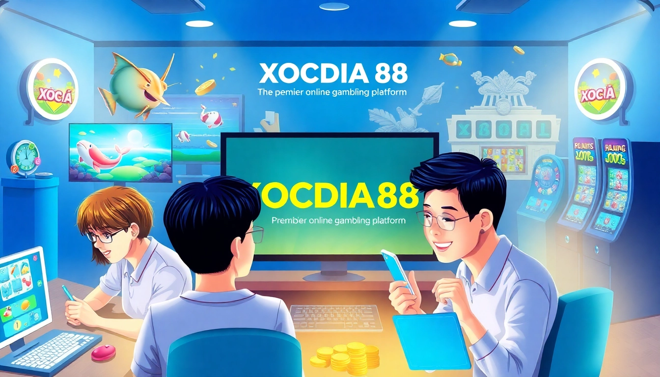 Exciting scene of gamers enjoying XOCDIA88's top online games in a vibrant digital environment.