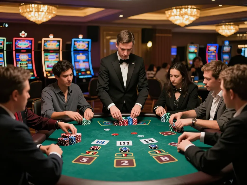 Players engaging in an intense blackjack game at nhà cái vua 88, showcasing strategic wagering and high stakes excitement