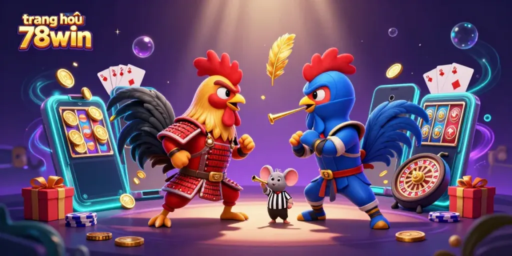 Engage with thrilling action at trang chủ 78win featuring samurai and ninja roosters in a dynamic casino showdown.