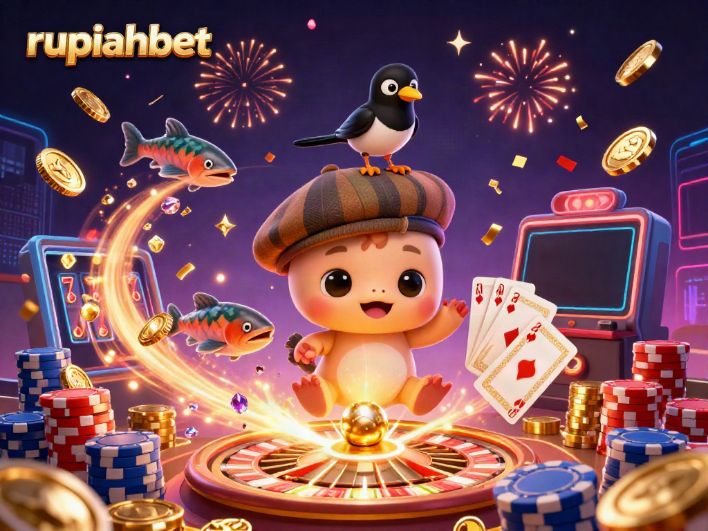 Experience the excitement with rupiahbet as baby Nessie and a magpie celebrate amidst coins and jewels.