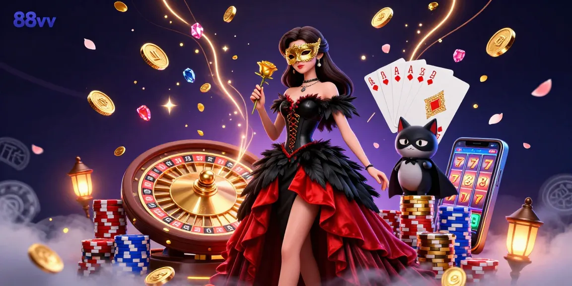 Engage with the thrilling world of 88vv in this dynamic online casino experience, featuring stunning visuals and game elements.