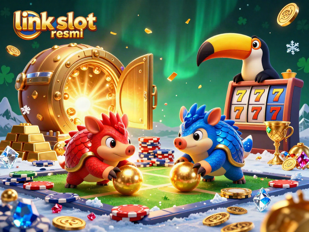 Engage with link slot resmi as rival pangolins roll gold and bowl through poker chips in an animated casino scene.