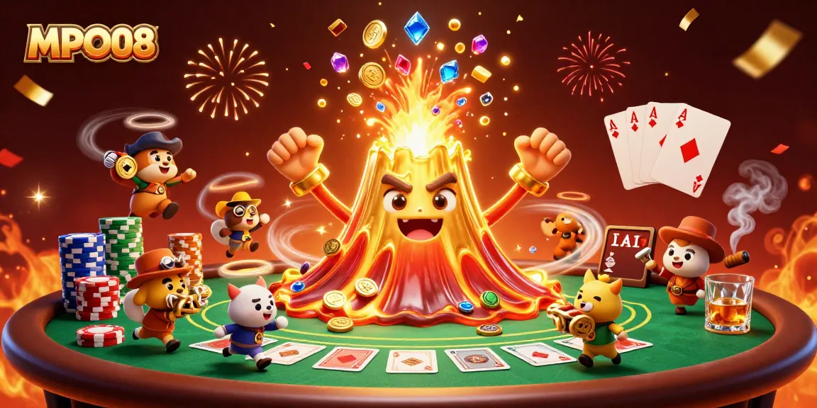 Engage with the thrilling MPO08 experience, capturing golden treasures amid cards and chips.