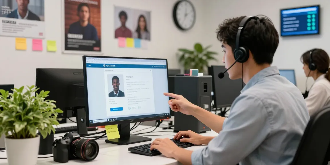 Customer support representative assisting clients with rajaberas88 technical issues in a vibrant office