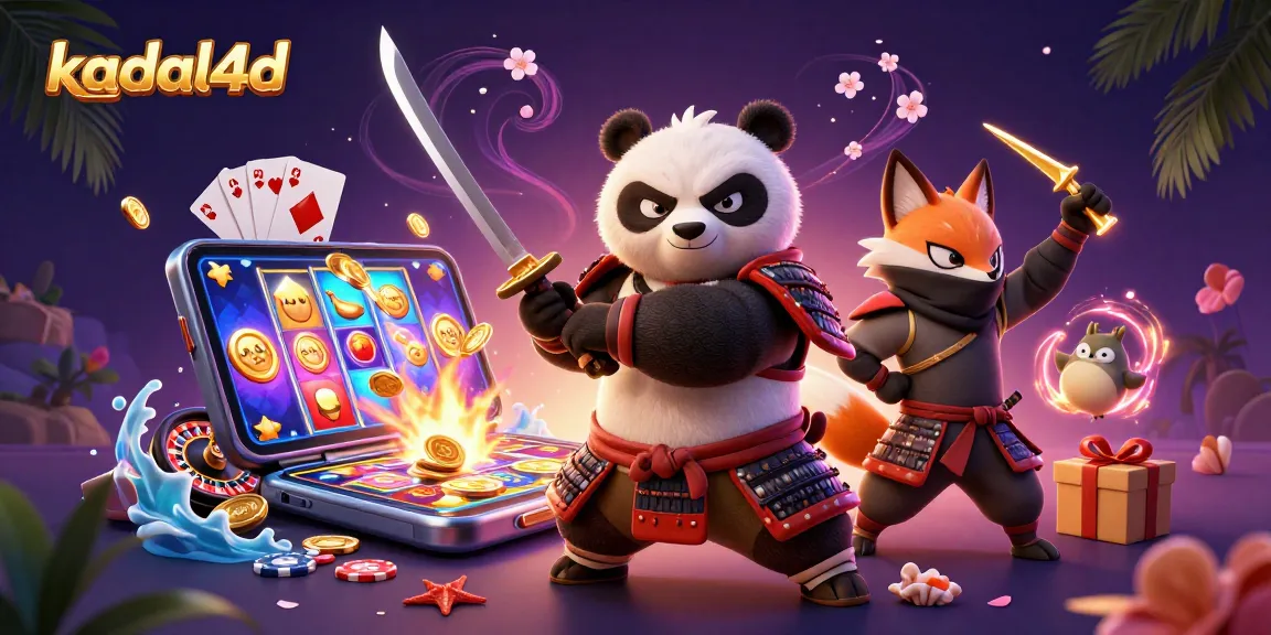 Kadal4d memukau dengan panda samurai dan ninja rubah, merepresentasikan slot online dengan beragam elemen permainan.