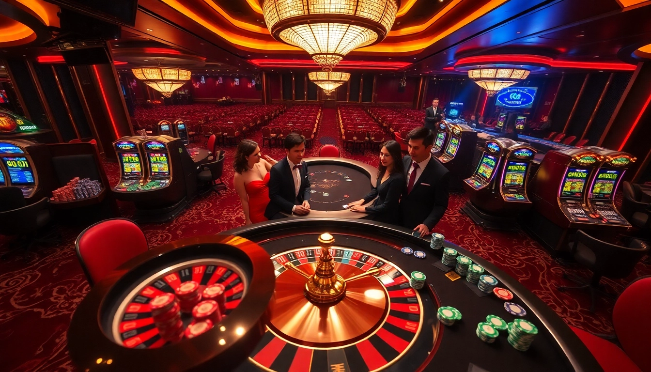 Players enjoying a lively poker game at a GO8 branded casino, with vibrant chips and cards on display.