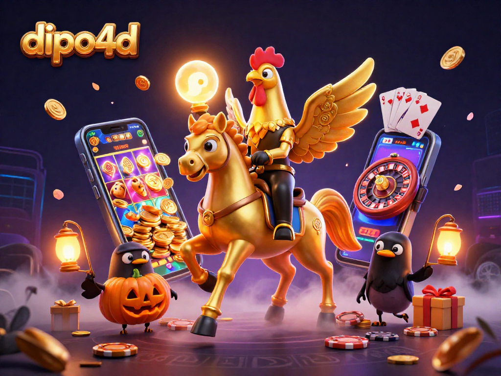 Engage with dipo4d's vibrant casino scene showcasing thrilling gaming elements and enchanting characters.