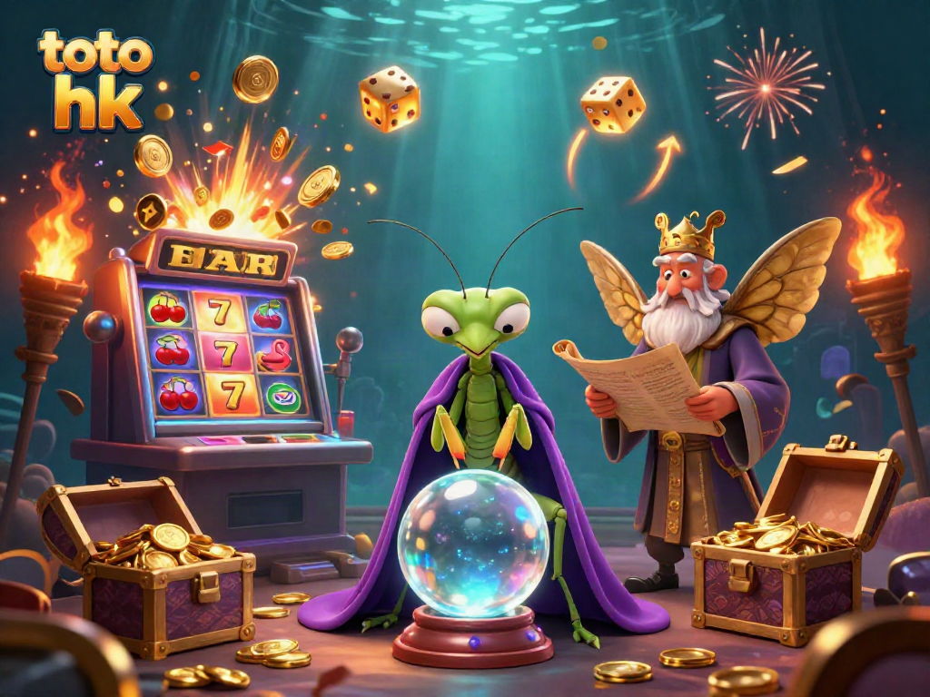 Menangkan jackpot dengan toto hk dalam ilustrasi 3D, mengungkapkan elemen beruntung dan kasino.