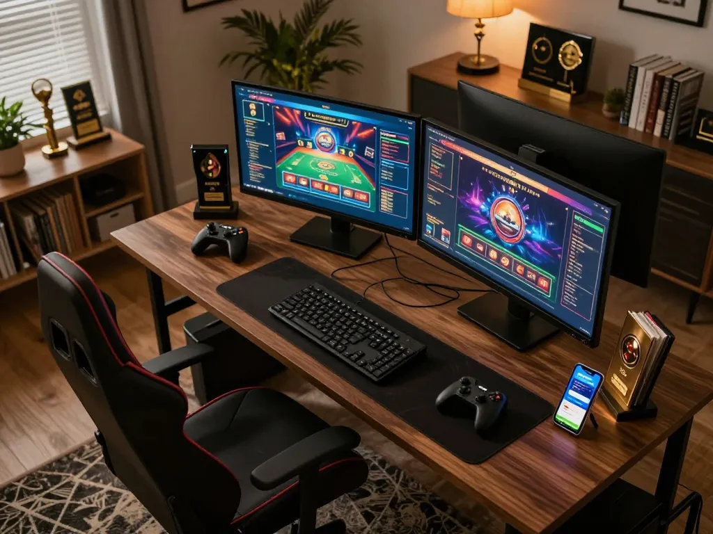 Engaging online gaming setup showcasing fun79 app for an immersive casino experience