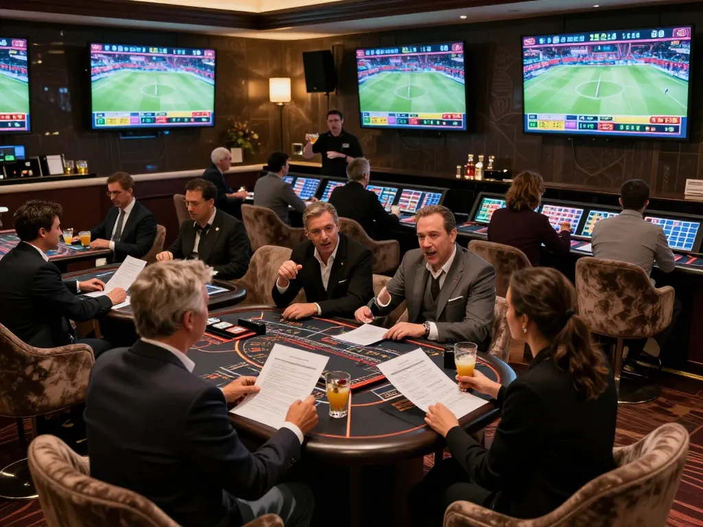 Engaging sports betting scene at SHBET with live games and excited bettors.