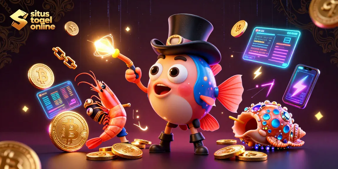 Menangkan permainan di situs togel online dengan ilustrasi menarik dari ikan pemancing, udang bajak laut, dan siput laut