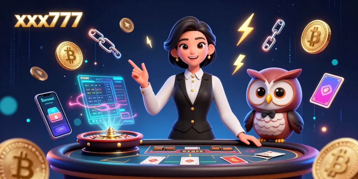 Experience immersive gaming at xxx777 with expert dealers and crypto elements in a dazzling casino scene.