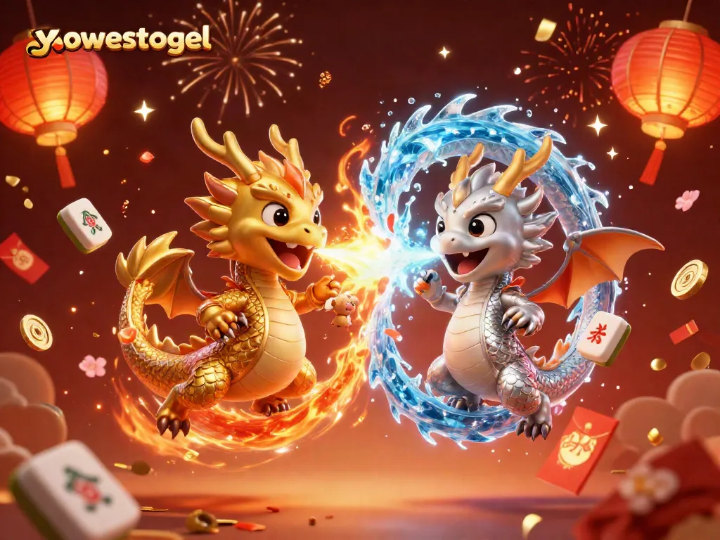 Engage in thrilling adventures with yowestogel as fire and ice dragons battle amidst casino elements.