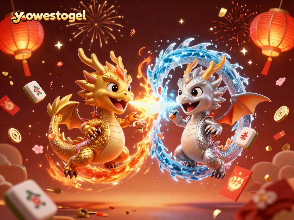Engage in thrilling adventures with yowestogel as fire and ice dragons battle amidst casino elements.
