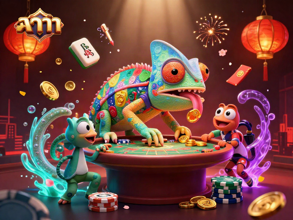 Engage in baccarat gameplay with vibrant visuals and dynamic elements completing the gaming scene.