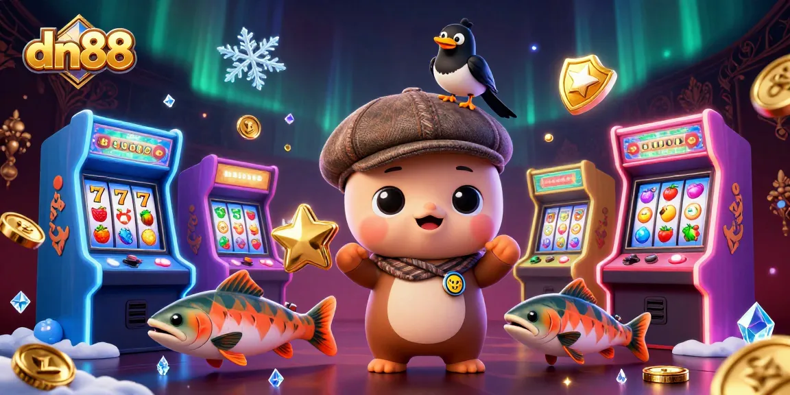 Experience the excitement of dn88 with vibrant 3D casino elements and characters in a lively scene.