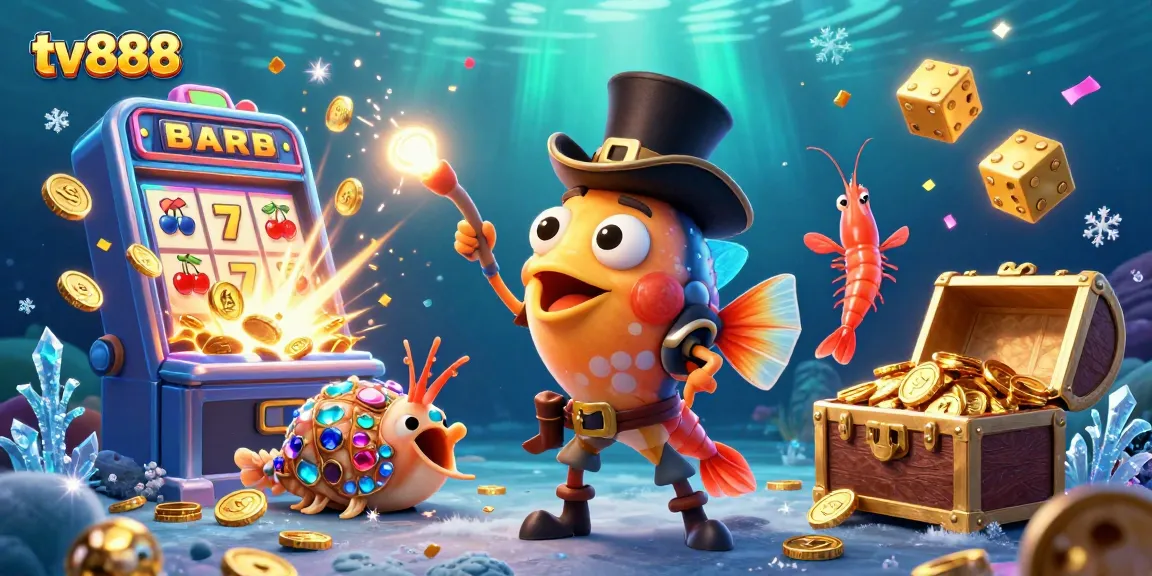 Win big at tv888 with a vibrant underwater casino scene featuring exciting game elements.