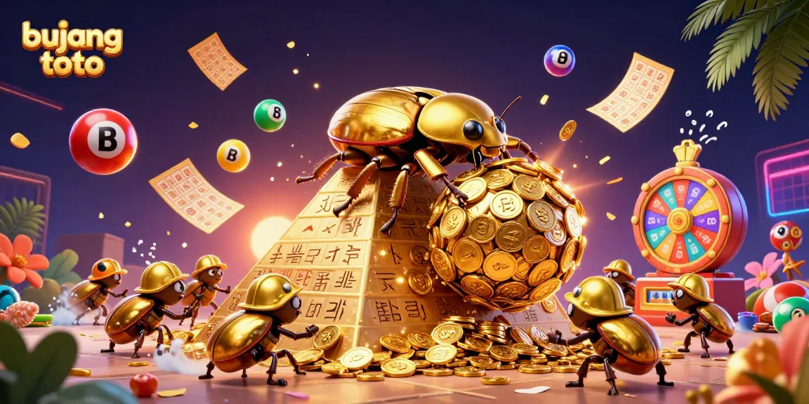 Memenangkan permainan lotere di bujang toto dengan simbol kasino dan uang koin emas yang melimpah.