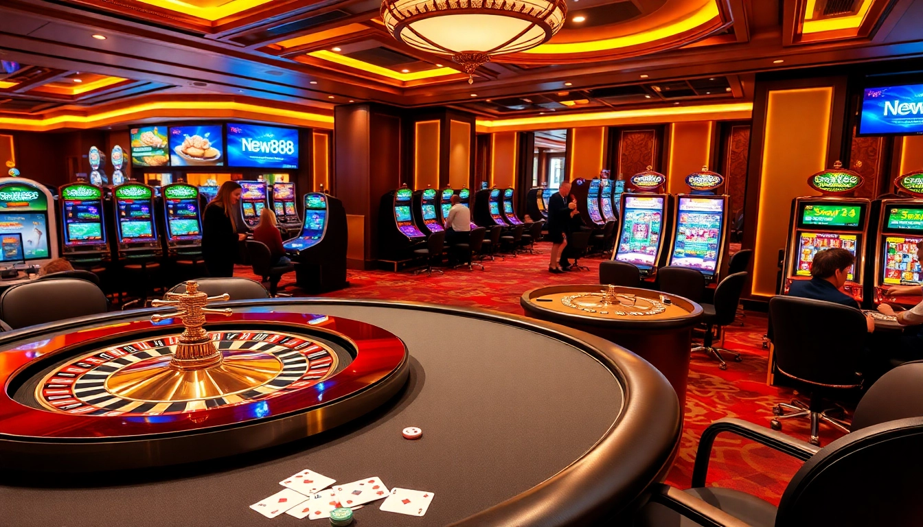 Players enjoying thrilling games at new888’s luxurious online casino.