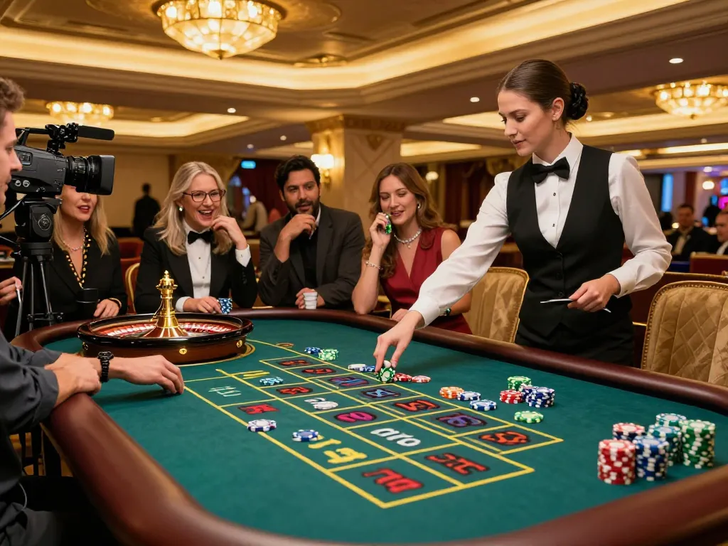lc88 players excitedly engaging in a thrilling roulette game in an upscale casino setting