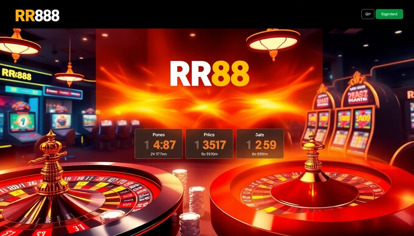 Experience the excitement of online gambling on the trang chủ chính thức rr88 interface, showcasing vibrant slots and poker themes.
