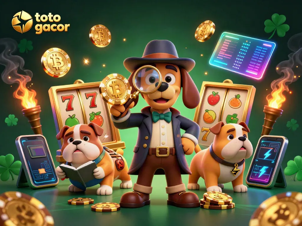 Gali keberuntungan dalam permainan toto slot gacor dengan detektif dan teman bulldog.