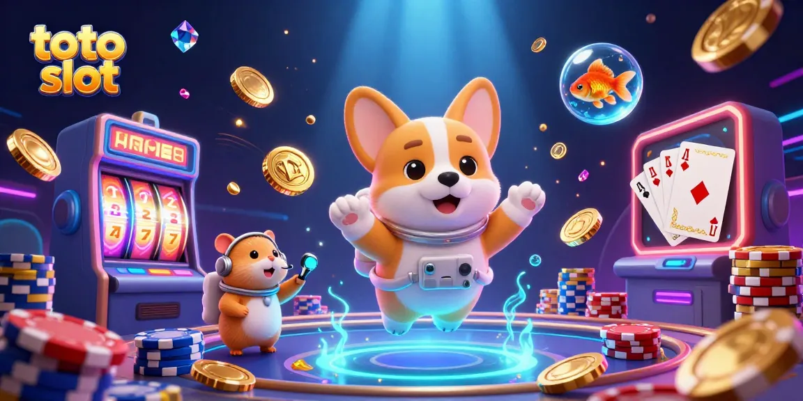 Mengguncang toto slot dengan slot mesin, koin emas, dan karakter menghibur dalam kasino luar angkasa.
