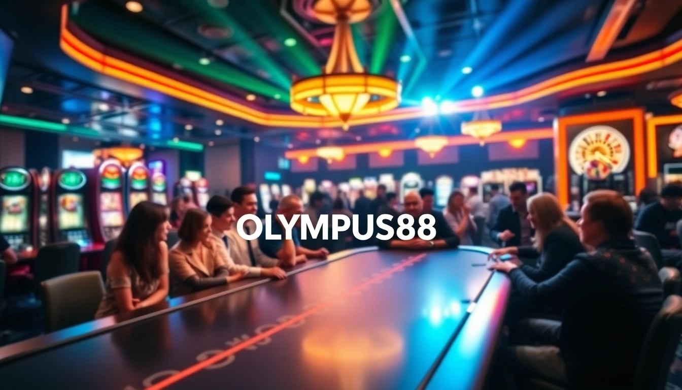 Bergabunglah di permainan OLYMPUS88 yang menyenangkan di kasino dengan cahaya cerah dan suasana yang ramai.