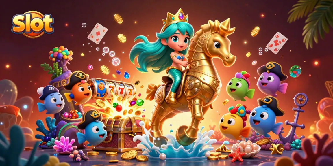 Spin to win with immersive slot treasures displayed in a vibrant underwater casino scene.