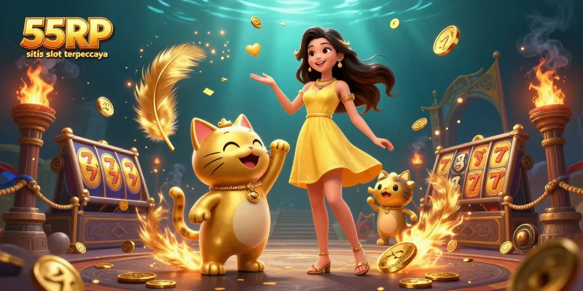 Experience the best gaming at 55RP situs slot terpercaya with exciting slot reels and gold coins!